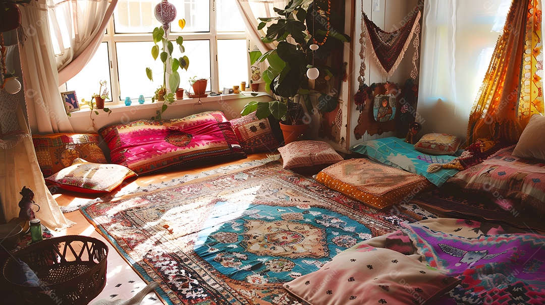 Um recanto de leitura aconchegante com uma poltrona elegante e estantes minimalistas