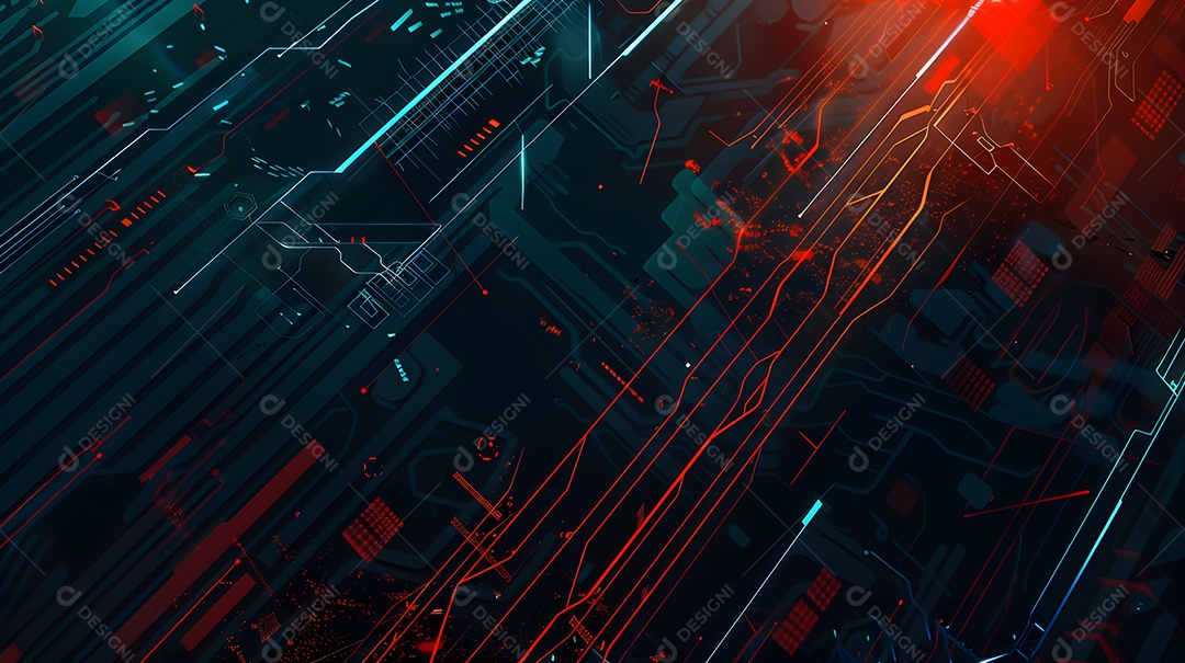 Fundo de ficção científica futurista com circuitos de néon abstratos