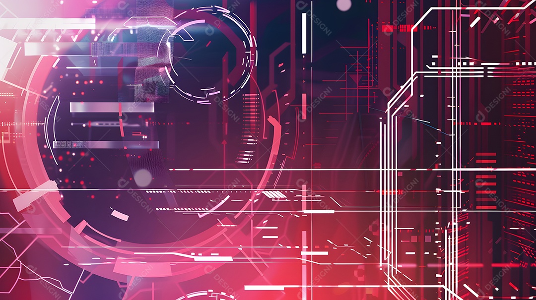 Interface digital futurista com conexões abstratas fluxo de dados