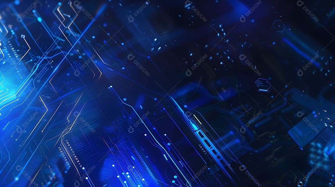 Fundo abstrato de tecnologia digital com redes neurais linhas de transferência de dados