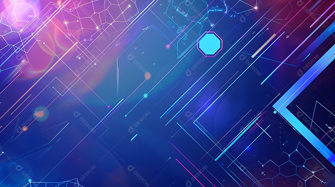 Fundo abstrato de tecnologia digital com redes neurais linhas de transferência de dados