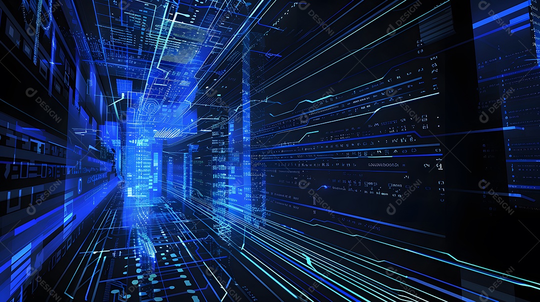 Placa de circuito digital futurista com elementos brilhantes