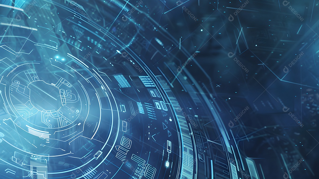 Placa de circuito digital futurista com elementos brilhantes