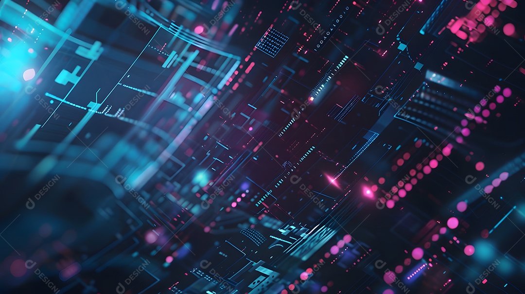 Interface digital futurista com padrões geométricos