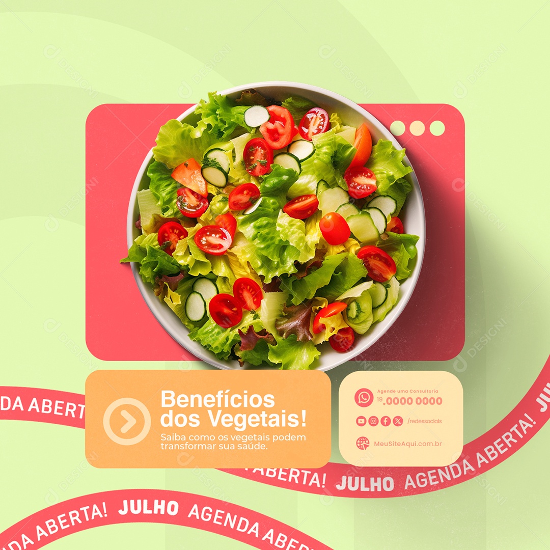 Nutricionista Benefícios dos Vegetais Social Media PSD Editável