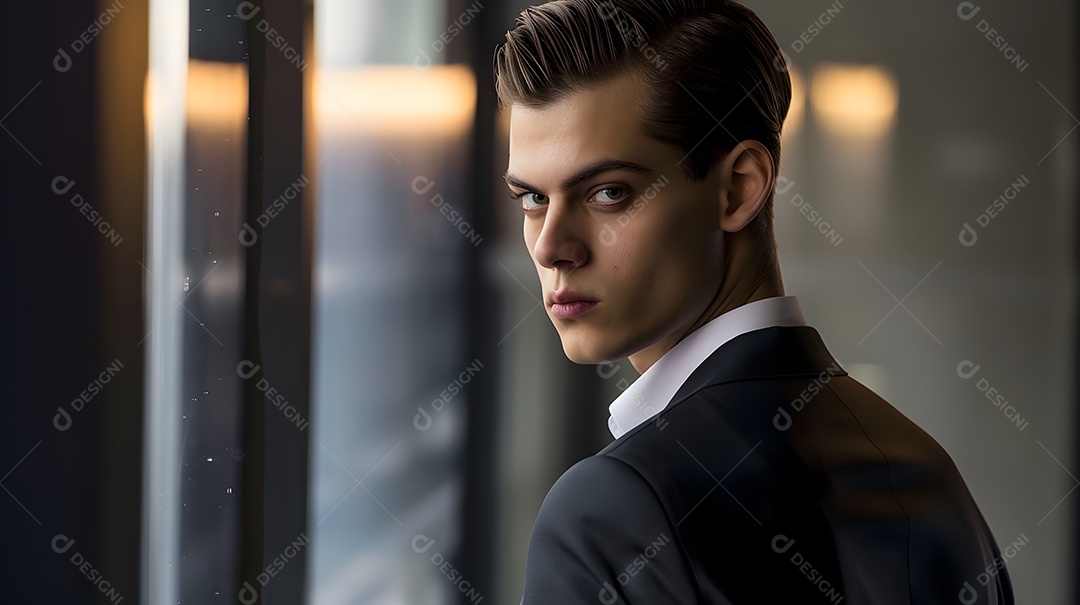 Um empresário elegante com cabelo penteado para trás