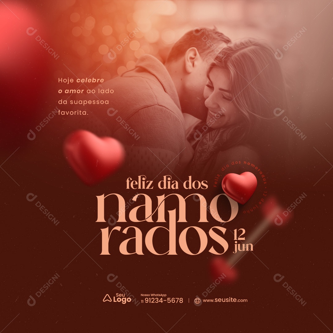 Feliz Dia dos Namorados 12 de Junho Social Media PSD Editável