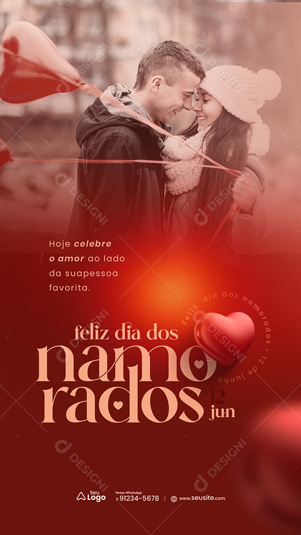 Story Dia dos Namorados 12 de Junho Hoje Celebre o Amor Social Media PSD Editável
