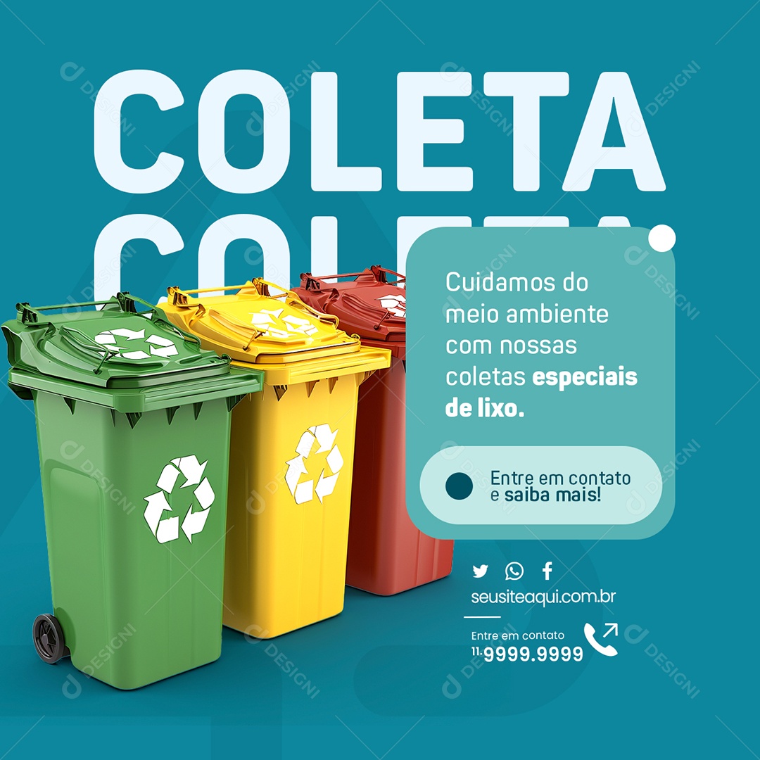 Coleta de Lixo Cuidamos do Meio Ambiente Social Media PSD Editável