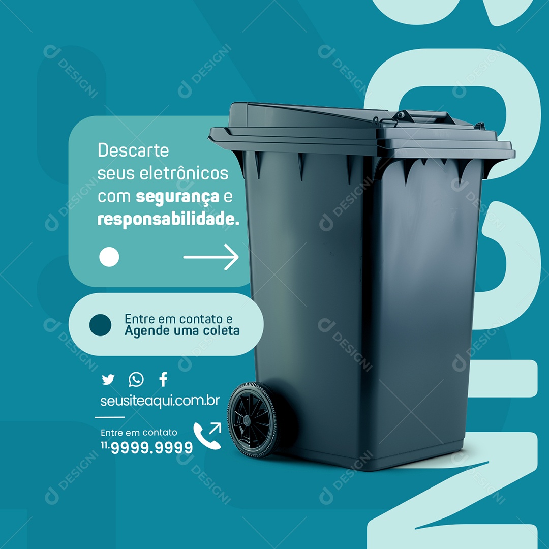 Coleta de Lixo Destarte Seguro seus Eletrônicos Social Media PSD Editável