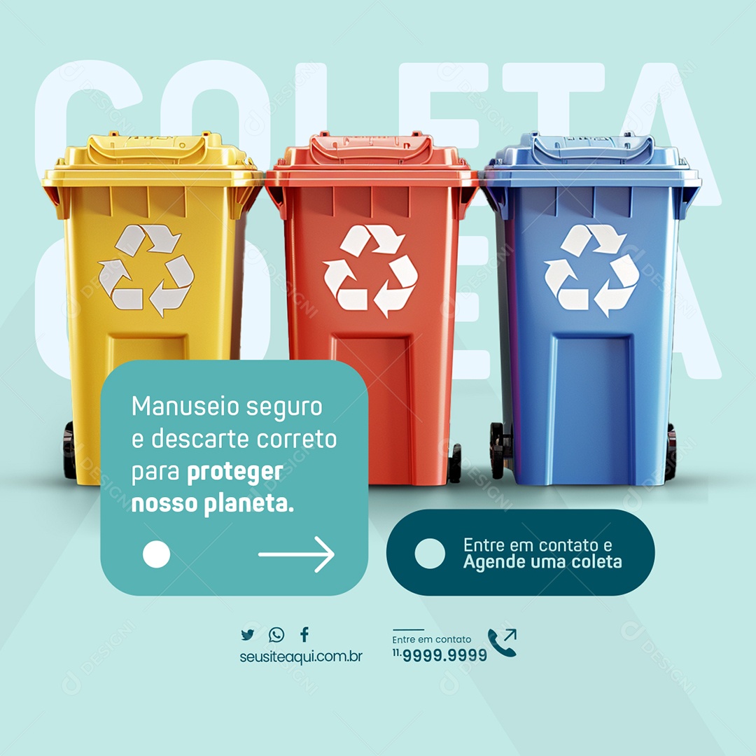 Coleta de Lixo Manuseio Seguro e Descarte Social Media PSD Editável