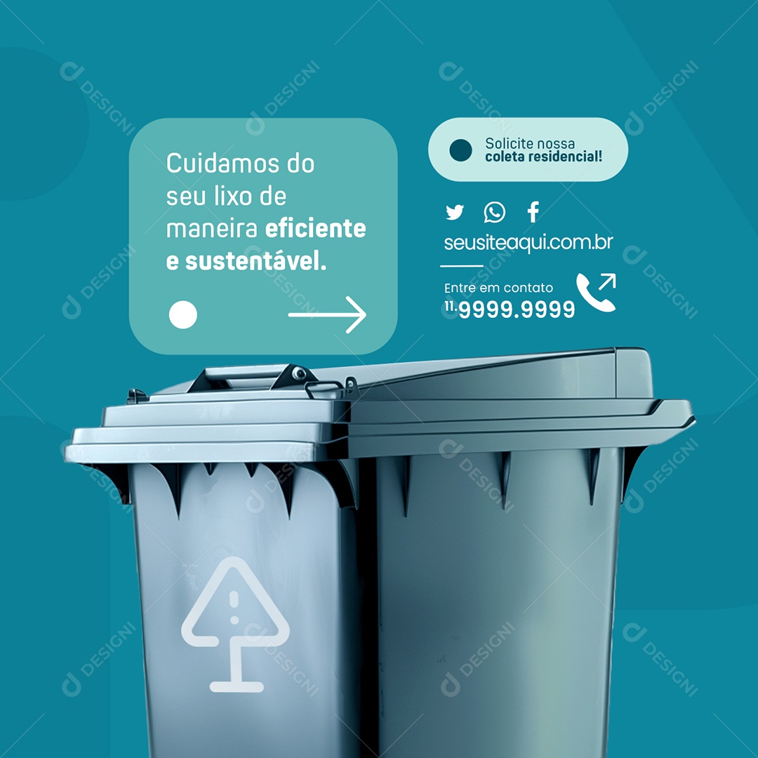 Coleta de Lixo Solicite Nossa Coleta Residencial Social Media PSD Editável