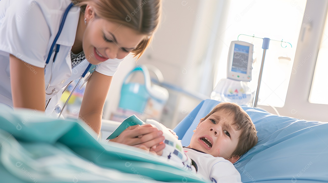 Enfermeira fornecendo apoio emocional e cuidados em meio ao ambiente médico