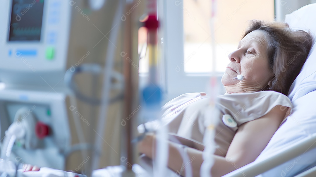 Paciente recebendo tratamento de diálise em um hospital