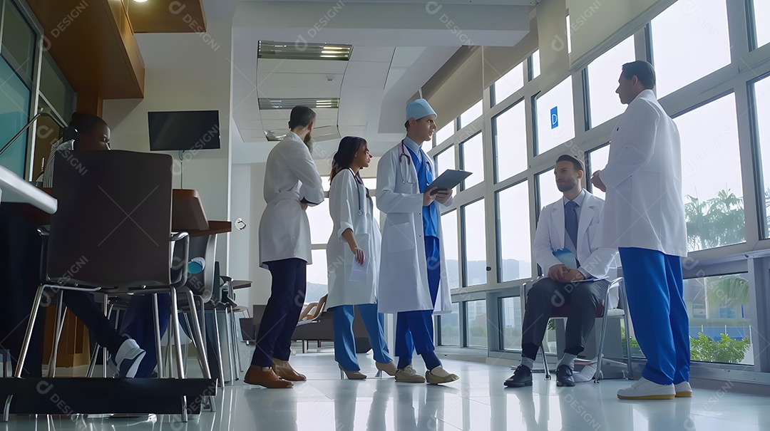 Uma equipe diversificada de médicos e profissionais médicos