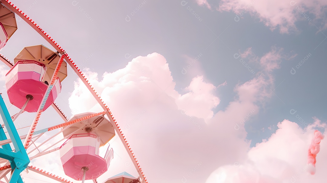 Uma roda gigante vibrante contra um céu