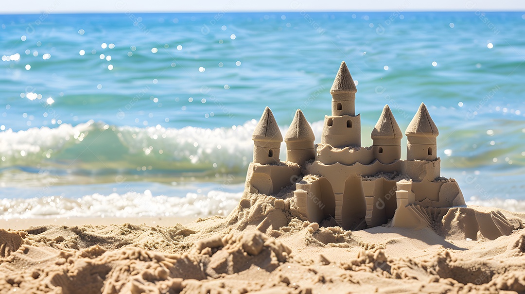 Castelo de areia sobre fundo de mar
