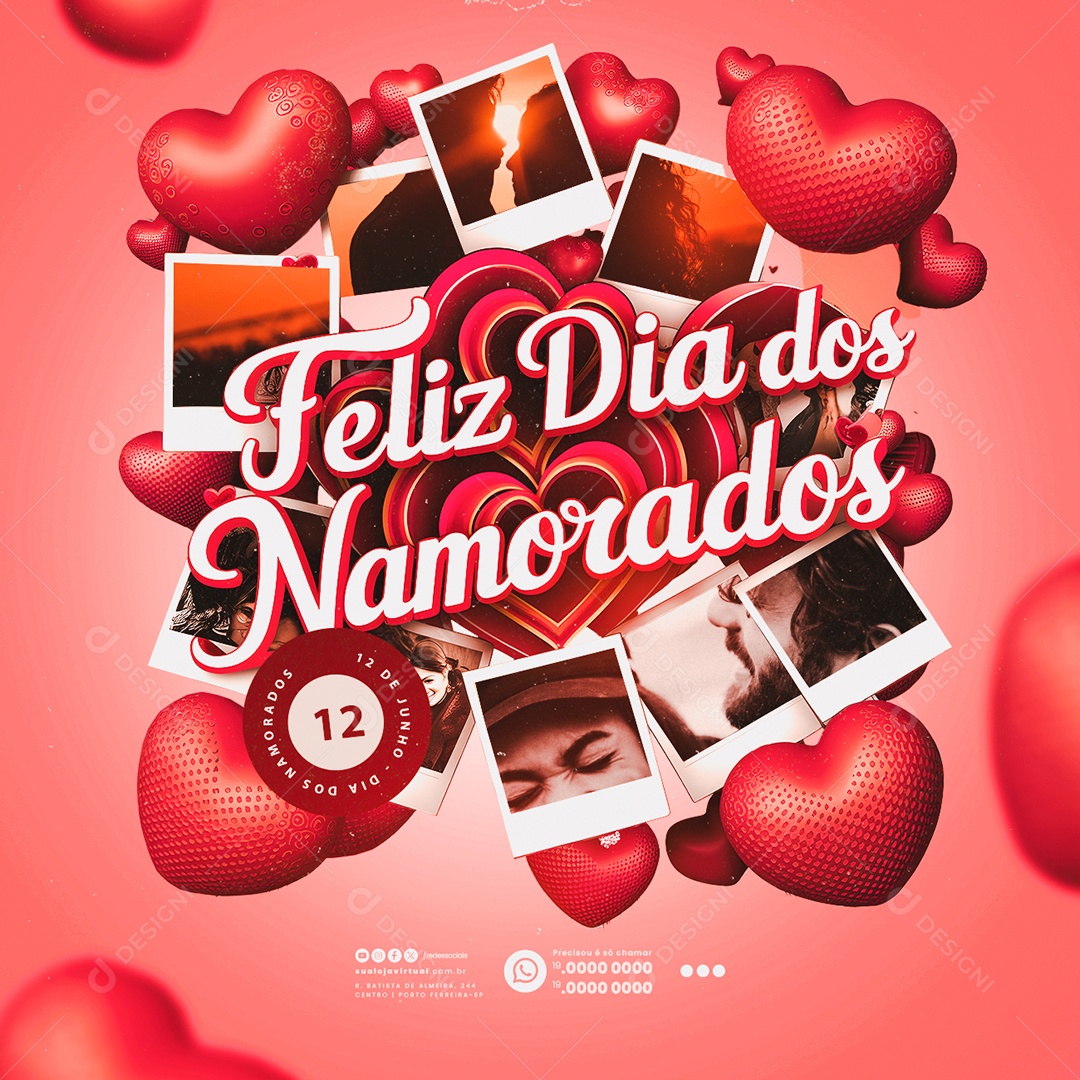 Feliz Dia dos Namorados 12 de Junho Social Media PSD Editável