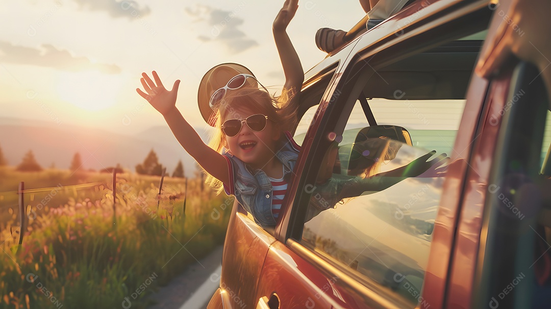 Crianças curtindo uma viagem de verão com a família