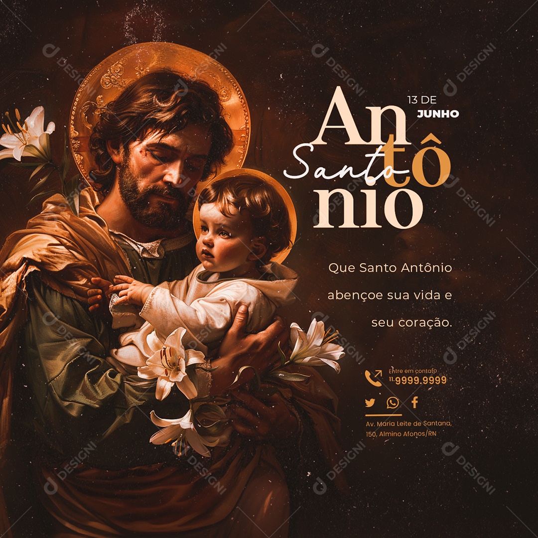 Dia de Santo Antônio 13 de Junho Social Media PSD Editável