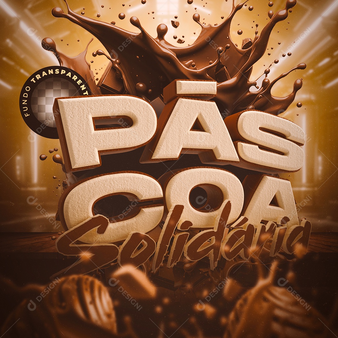 Selo 3D Páscoa Solidária Chocolate Doce PSD