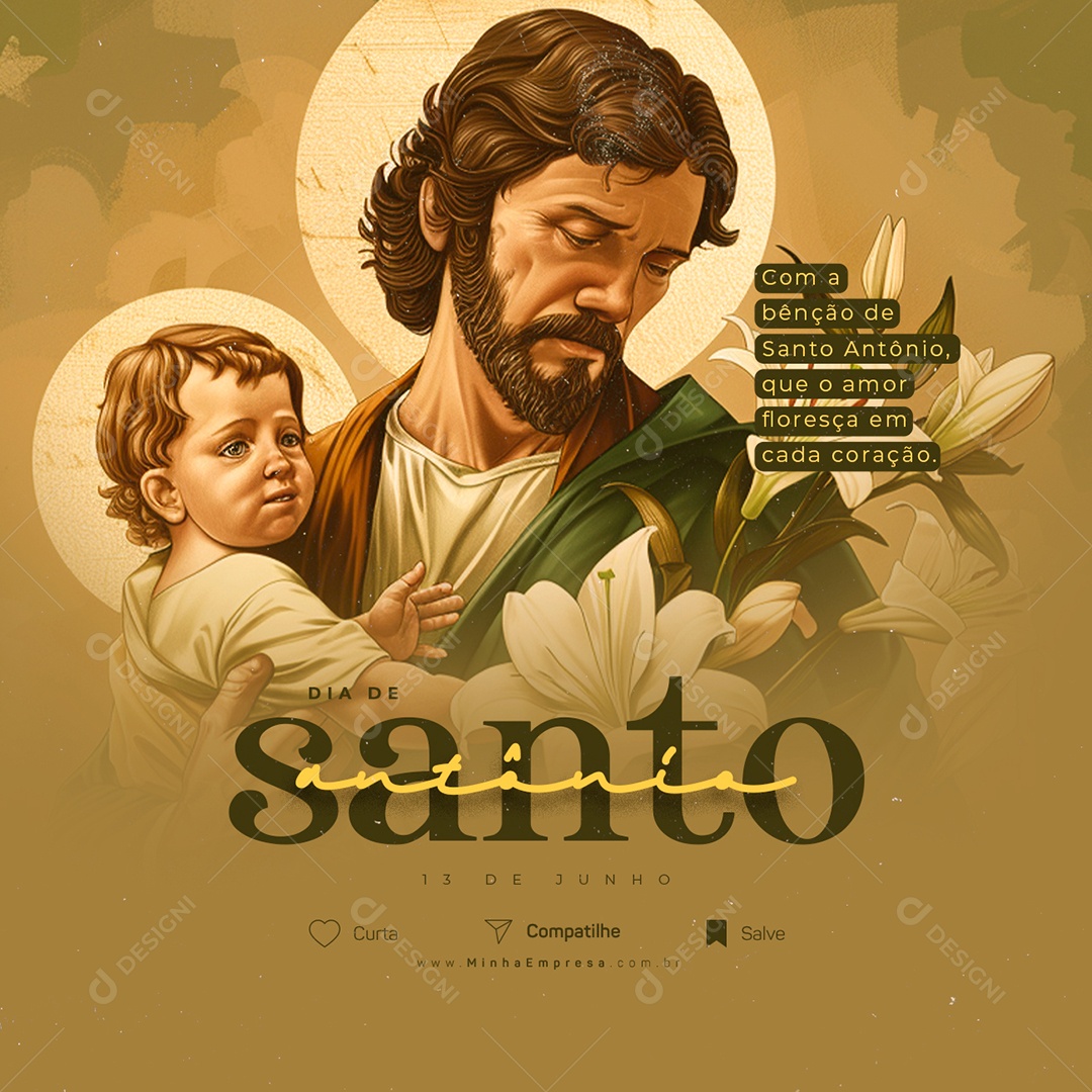Dia de Santo Antônio 13 de Junho Com a Benção Social Media PSD Editável