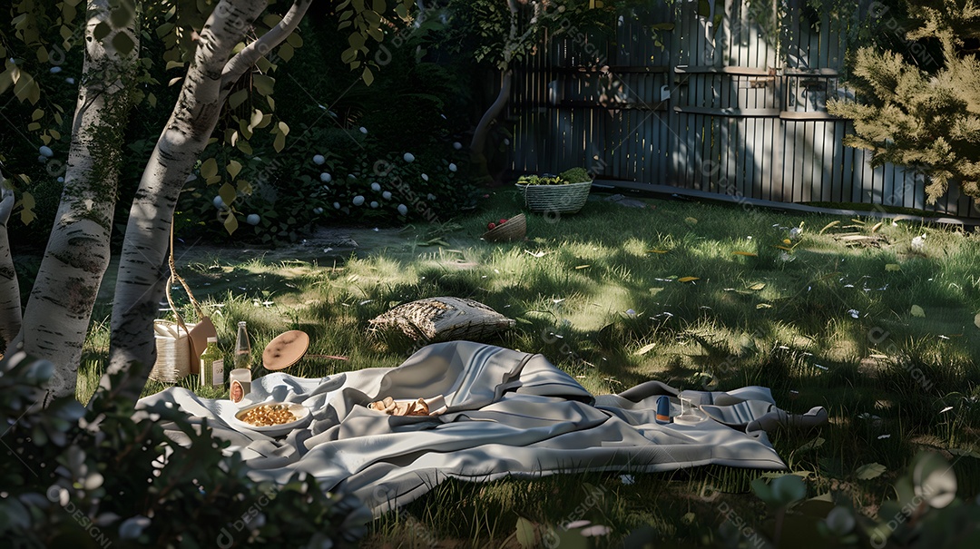 Piquenique simples no quintal de casa