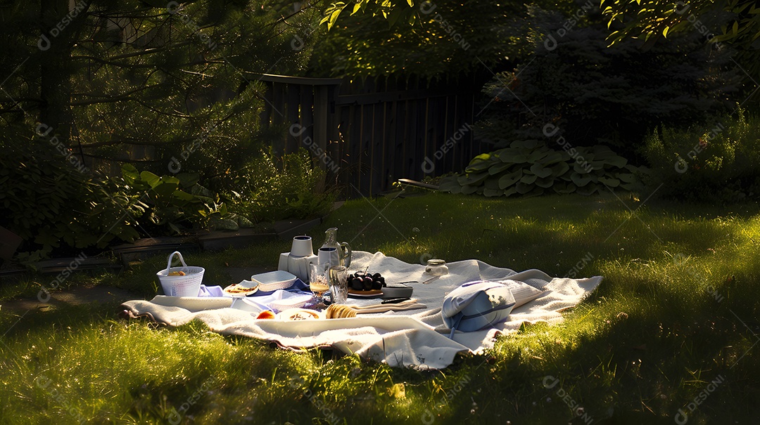 Piquenique aconchegante no quintal experiencia de jantar ao ar livre