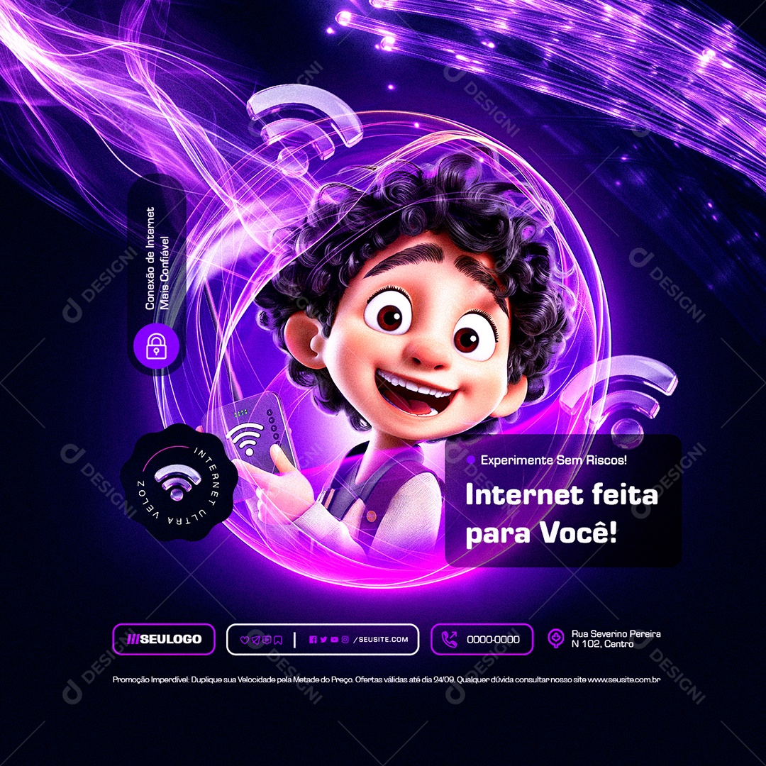 Provedor de Internet Junho Turbinado Experimente Sem Riscos Social Media PSD Editável