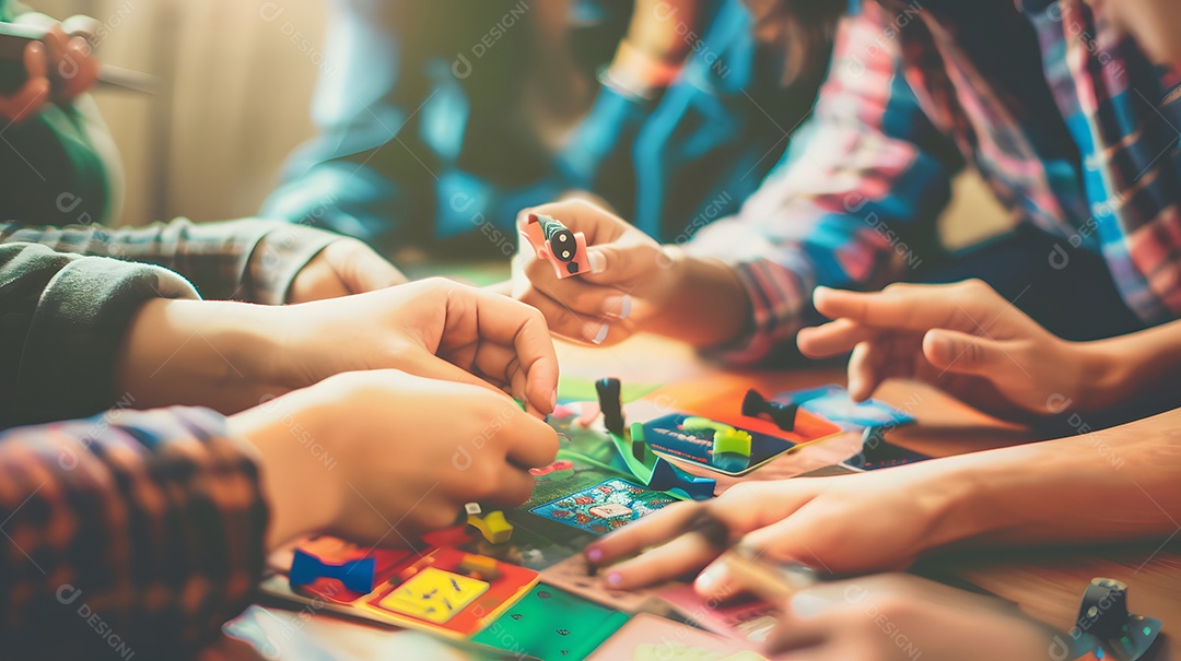 Grupo de amigos curtindo juntos sessão de jogo de tabuleiro