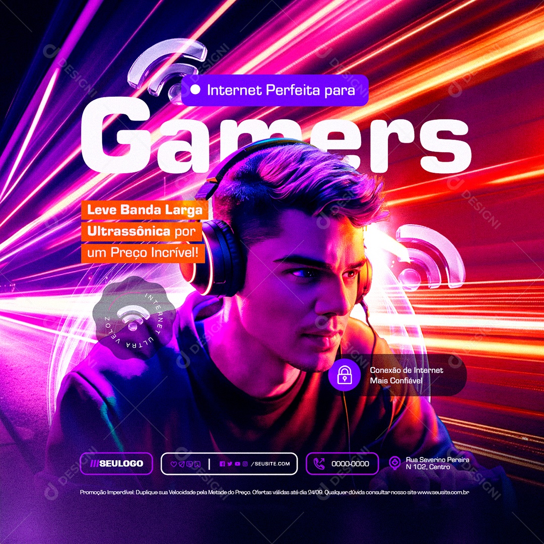 Provedor de Internet Junho Turbinado Perfeita para Gamers Social Media PSD Editável