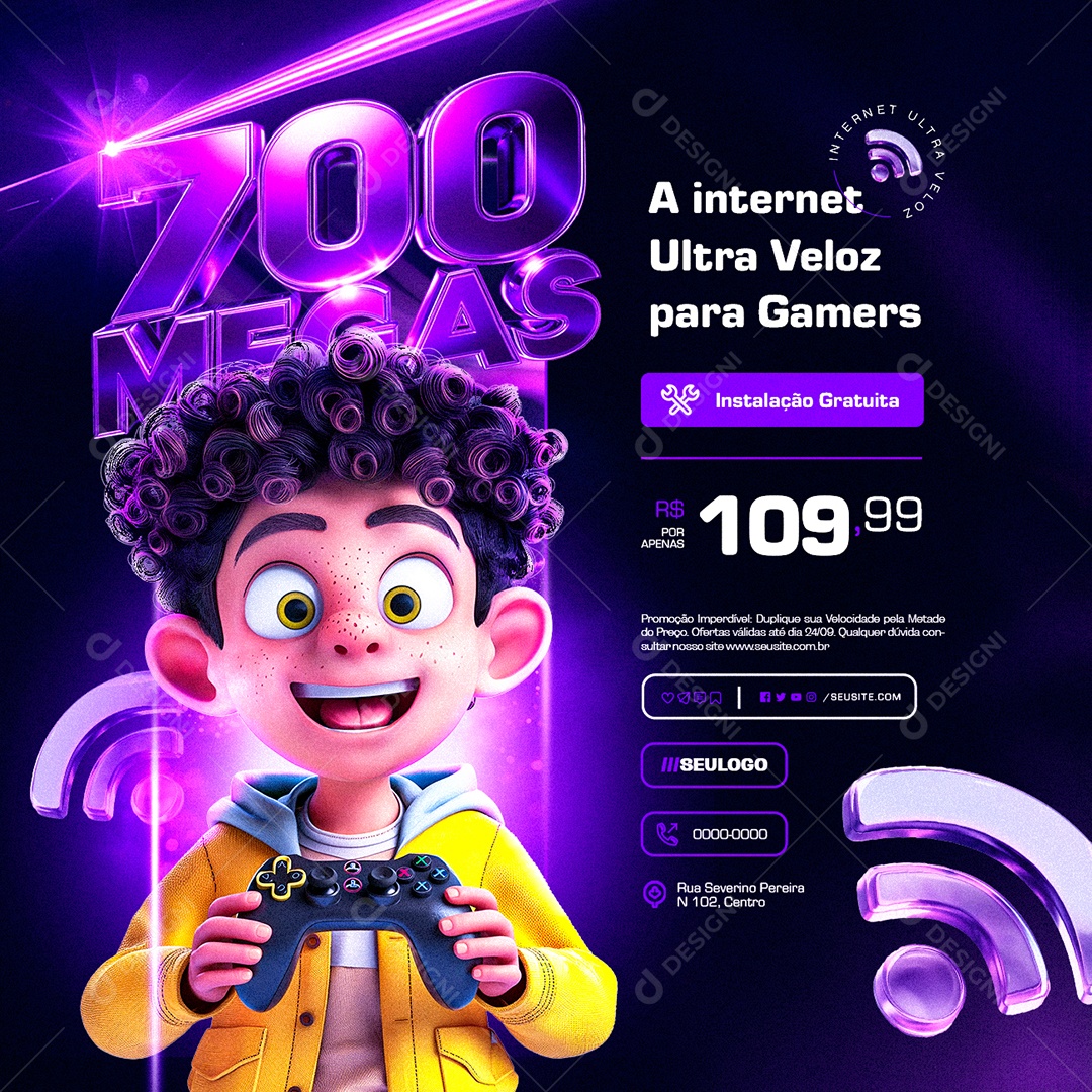 Provedor de Internet Junho Turbinado Ultra Veloz para Gamers Social Media PSD Editável