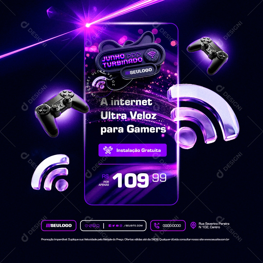 Provedor de Internet Junho Turbinado Instalação Gratuita Social Media PSD Editável