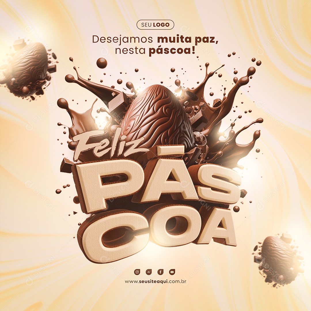 Selo 3D Feliz Páscoa Doce PSD