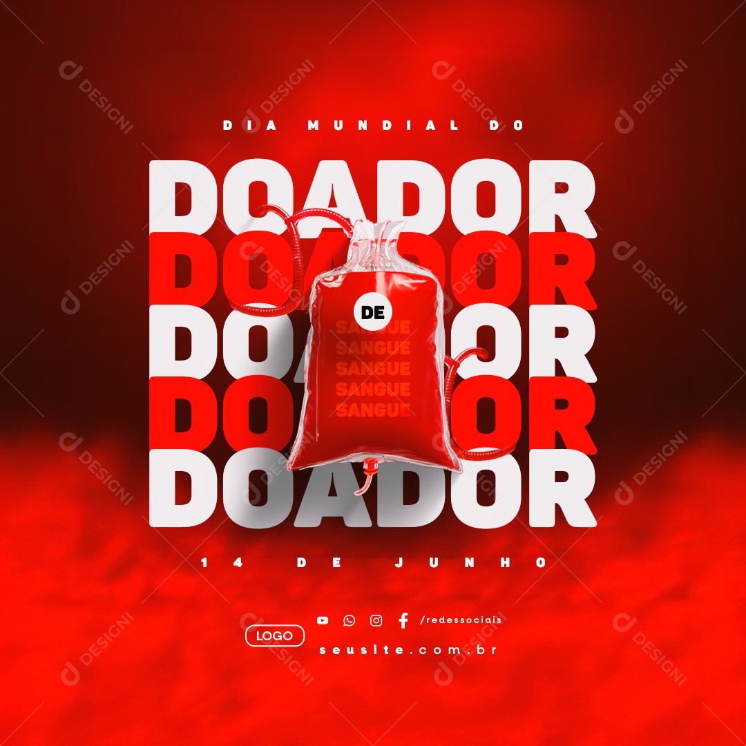Social Media Dia Mundial do Doador de Sangue 14 de Junho PSD Editável