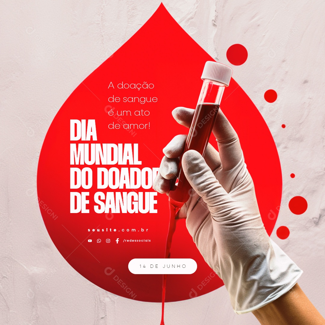 Dia Mundial do Doador de Sangue 14 de Junho Social Media PSD Editável
