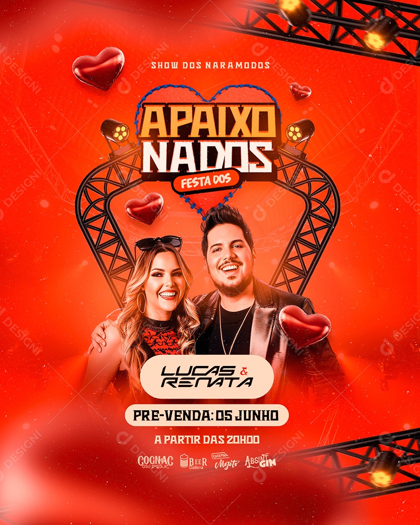 Flyer Festa Dos Namorados Lucas e Renata Social Media PSD Editável