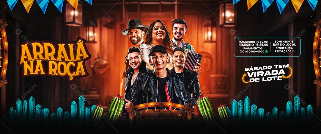 Carrossel Flyer Arraiá na Roça Social Media PSD Editável