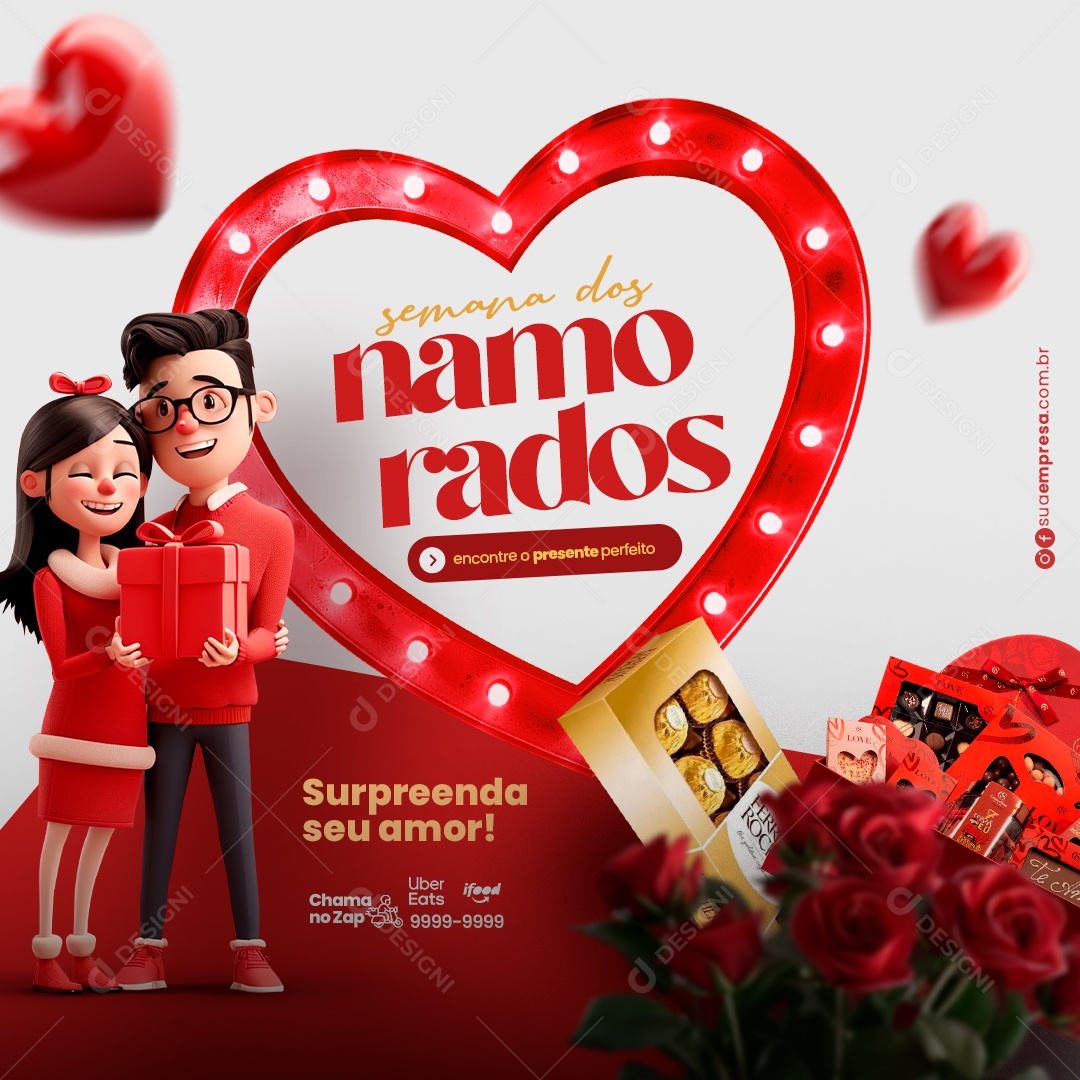 Semana dos Namorados Surpreenda seu Amor Social Media PSD Editável