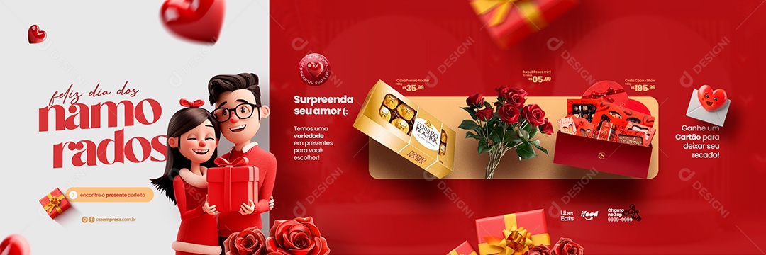 Carrossel Feliz Dia dos Namorados Surpreenda seu Amor Social Media PSD Editável