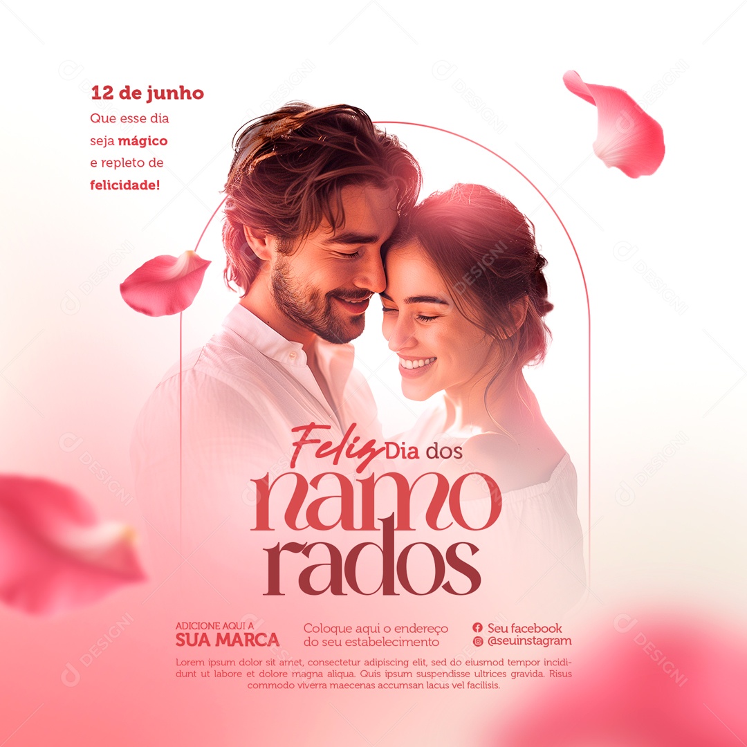 Dia dos Namorados 12 de Junho Seja Mágico e Repleto de Felecidade Social Media PSD Editável