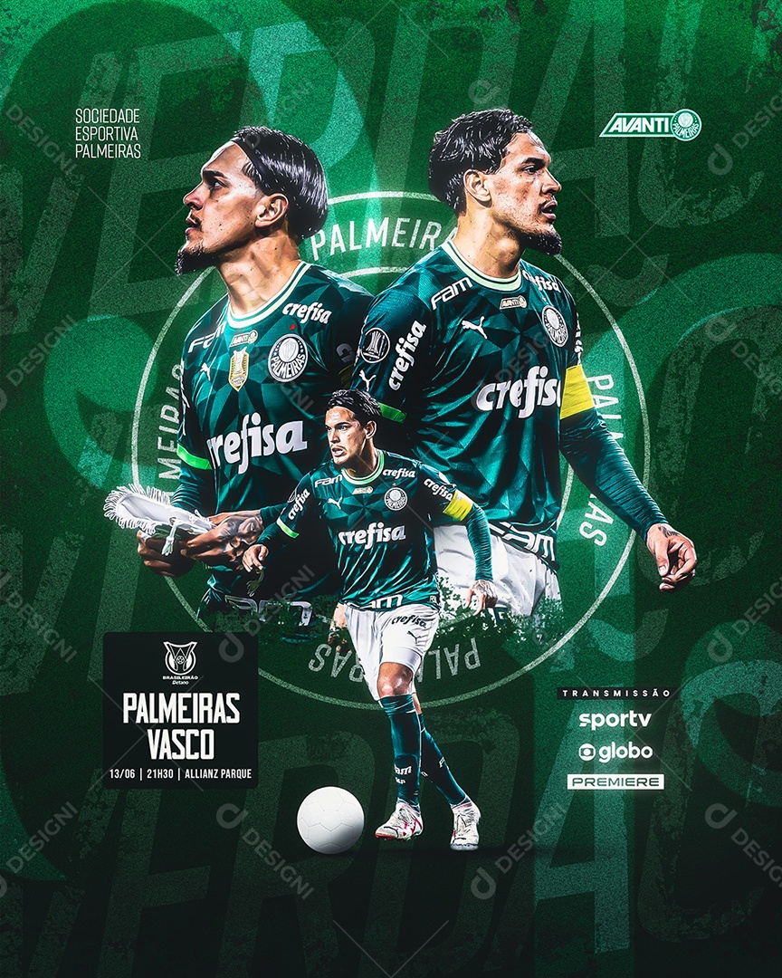 Futebol Brasileirão Palmeiras X Vasco Social Media PSD Editável
