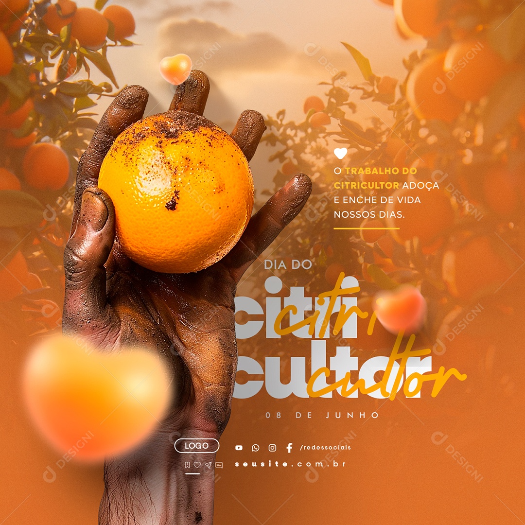 Dia do Citricultor 08 De Junho O Trabalho Social Media PSD Editável