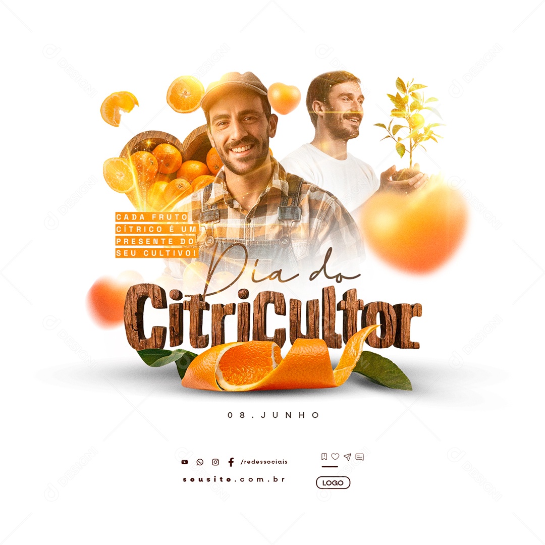 Dia do Citricultor 08 De Junho Cada Fruto Cítrico Social Media PSD Editável