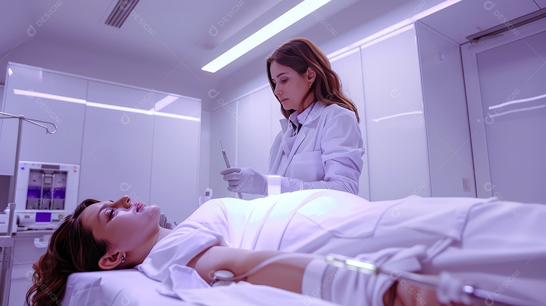 Mulher esteticista na clínica