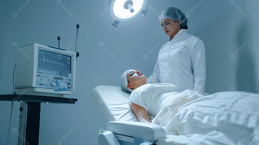 Esteticista avaliando paciente