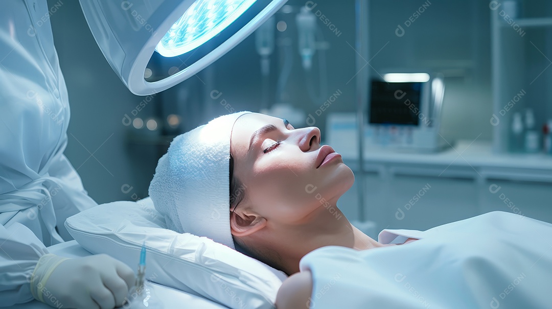 Mulher fazendo procedimento estético