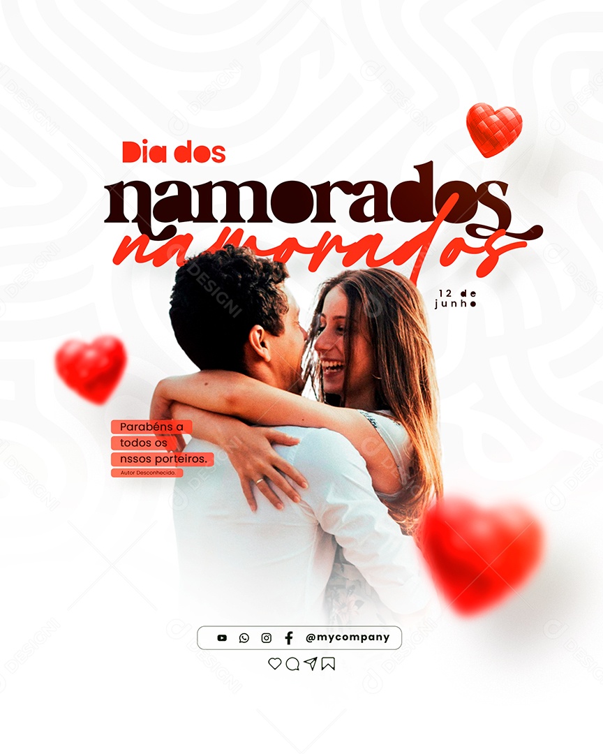 Dia dos Namorados 12 de Junho Social Media Feed PSD Editável