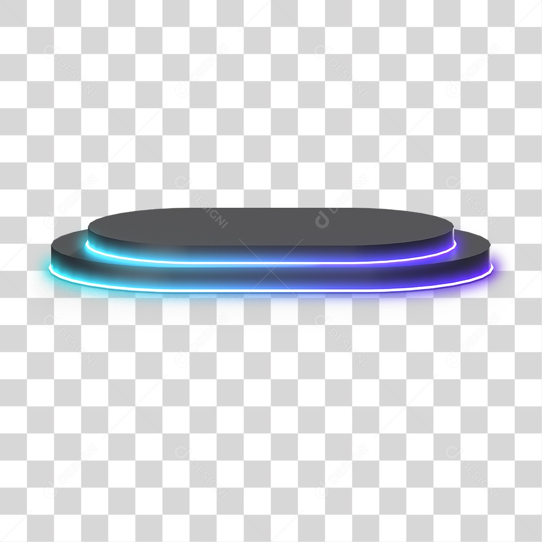 Podium 3D com Luz Neon em Degradê PNG Transparente