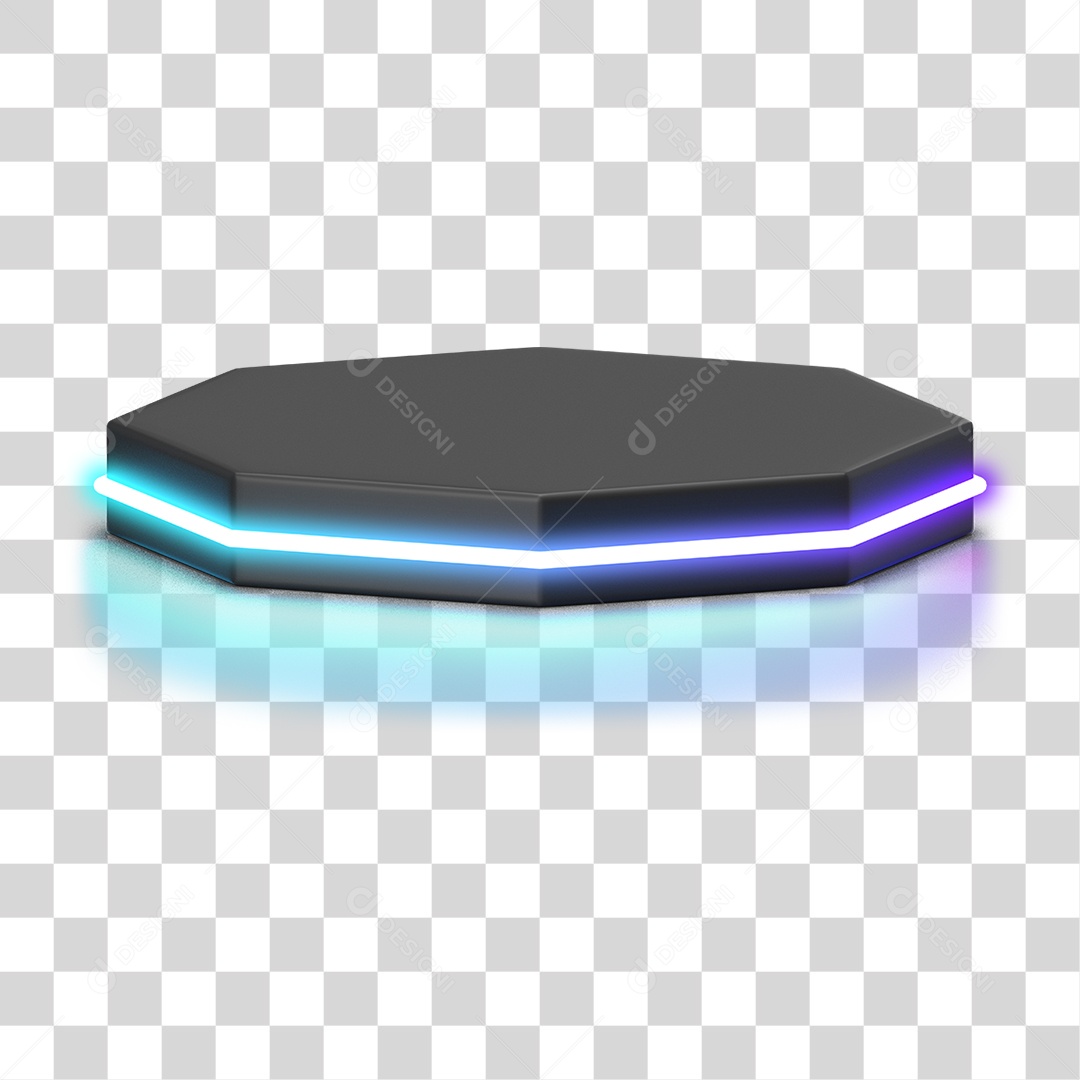 Podium 3D com Luz Neon em Degradê PNG Transparente